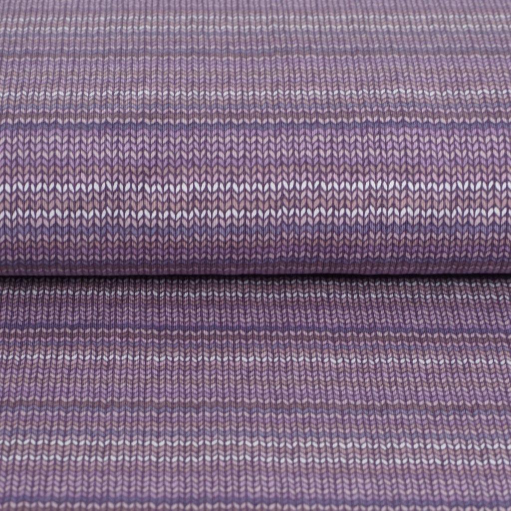 REST Baumwolljersey Digitaldruck Strickmuster flieder Lila